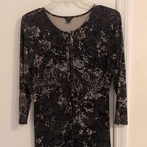 Ann Taylor Black and White Long Sleeve Dress